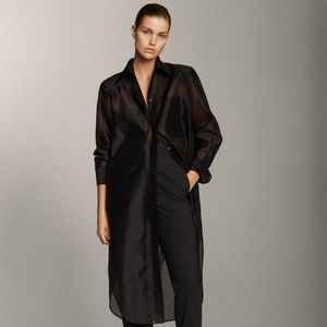 Massimo Dutti black cotton/silk oversized blouse